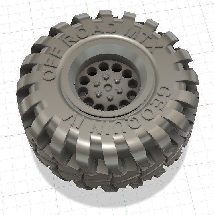 15in Super Wide Off Road Tire and Wheel Set for 3D Print