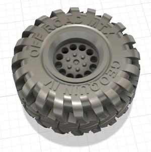 15in Super Wide Off Road Tire and Wheel Set for 3D Print