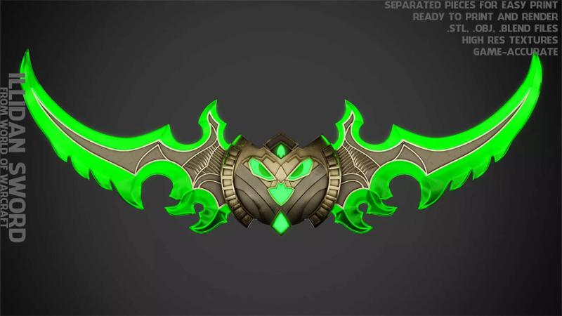 WOW Illidan Stormrage Sword for Cosplay