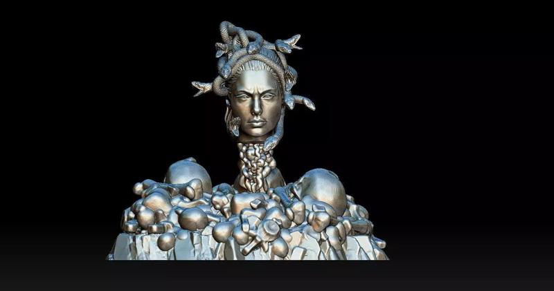 3D Printed Model of Spooky Medusa Head 3D Printed Model