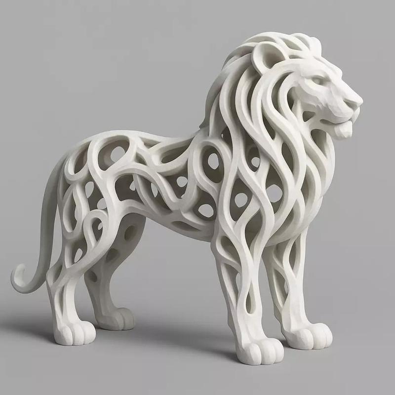 Abstract Hollow Lion Sculpture Modern Artistic Design