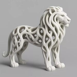 Abstract Hollow Lion Sculpture Modern Artistic Design