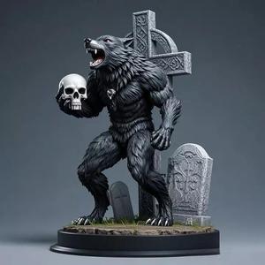 2286  Werewolf Howling with Skull  3D Model  magic