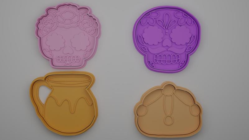 Set x4 Cortadores de galleta del Dia de muertos/ Day of dead cookie Cutters Set x4