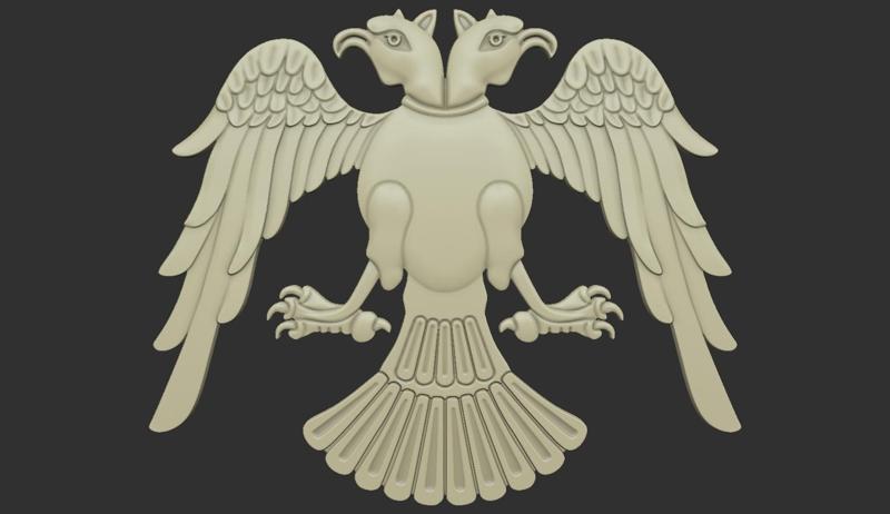 Two Headed Eagle Bas Relief 3D Model