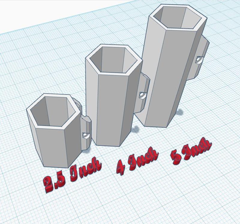 MMS Small Hex Containers (5in, 4in, 2.5in)