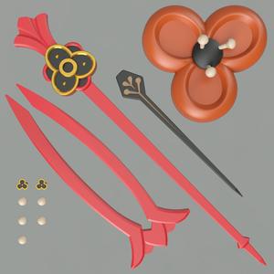 Genshin Impact Chiori Hairpins, Earrings and Accessories. Video game, props, cosplay