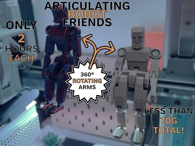Fully Articulating Robot Friends (Print-in-Place)