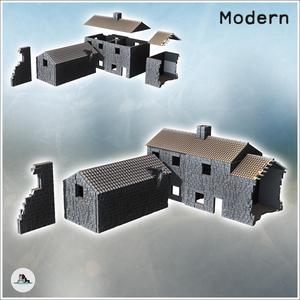 Set of Stone Farm Buildings with Tile Roof (20) - Modern WW2 WW1 World War Diaroma Wargaming RPG Mini Hobby