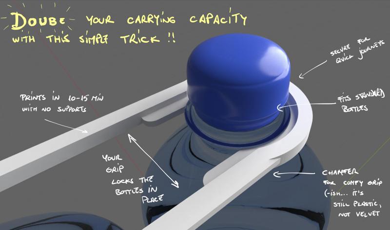 Clamp-on 2x bottles gripper for short distance