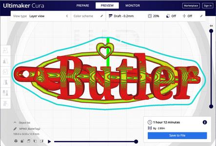 Butler keychain name tag