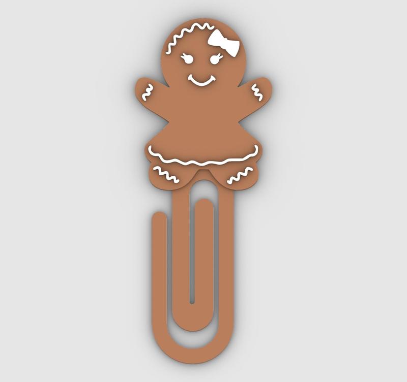 girl cookie - Paper clip, bookmark - 3MF pre-painted , STL