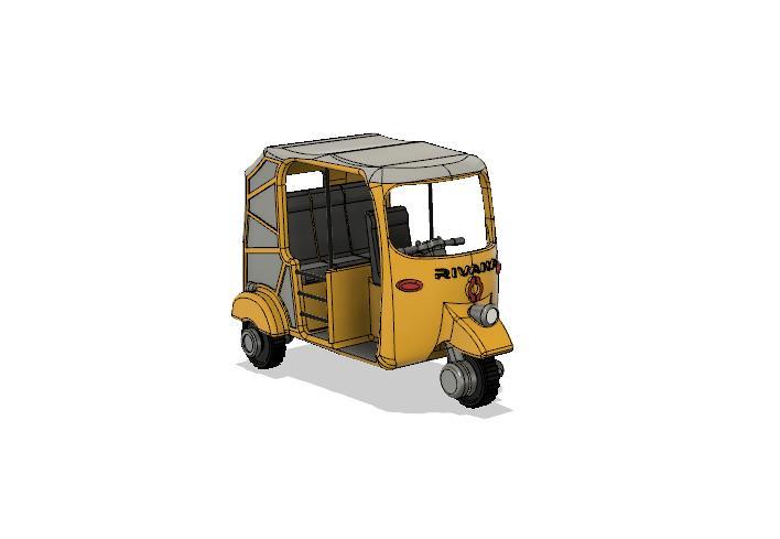 Yellow Tuk-Tuk/ Auto Rickshaw with Movements