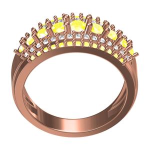 Five Row Colourful Diamond Engagement Ring