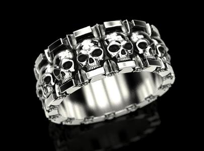 Ring skull and stars