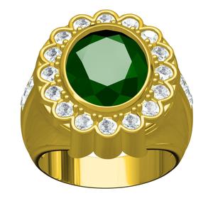 Oval Emerald Round Diamond Halo Engagement Ring
