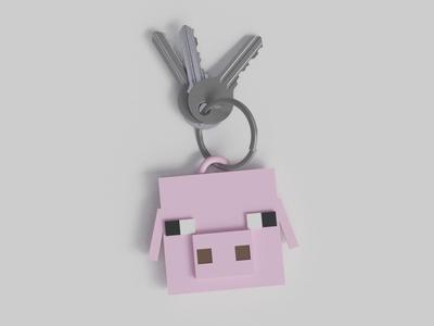 Minecraft Pig Keychain