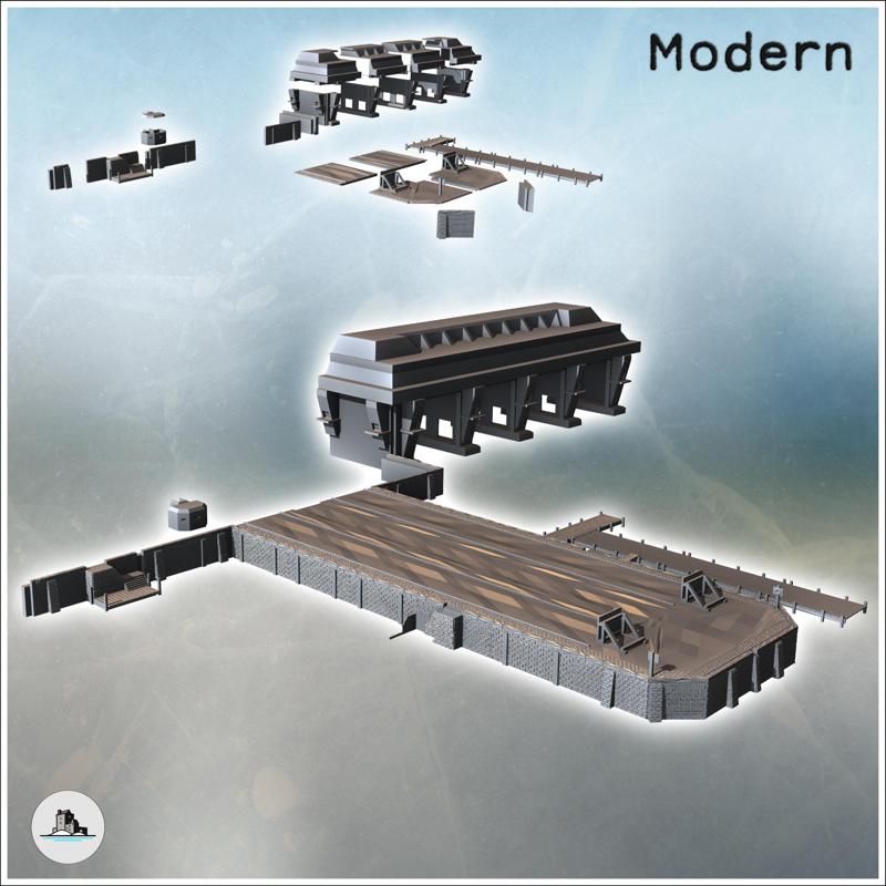 Bunker shelter for U-boat submarines and quay with brick parapet and wooden platform (19) - Modern WW2 WW1 World War Diaroma Wargaming RPG Mini Hobby
