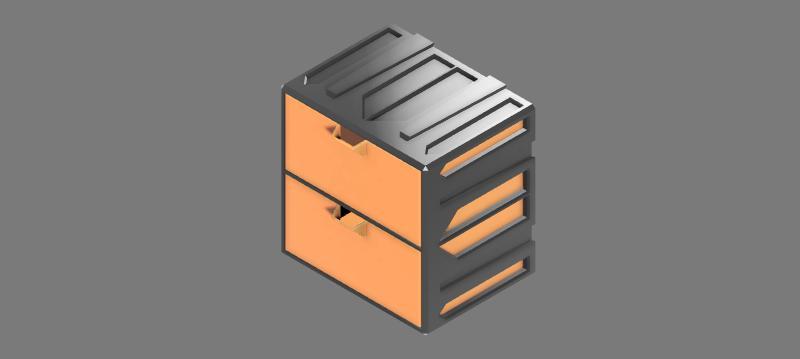 Modular storage box 20 × 20 × 15 cm-2 drawers