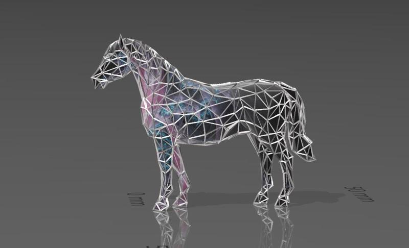 Gift Print Horse 2 - Low Voronoi Style - Single Spider Web - LowPoly - Perfect Design - Easy Print - Decor