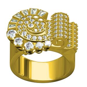 Unique Round Diamond and Baguette Stone Cocktail Ring