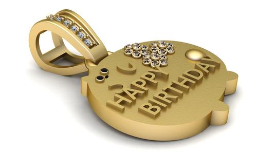 gold birthday pendant  3D printable model