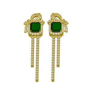 Emerald Stone Long Dangle Earring