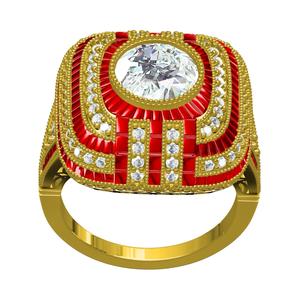 Round Bezel Set Cushion Dome Engagement Ring
