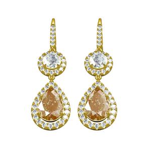 Round and Pear Diamond Halo Micro Prong Set Hoop Earring