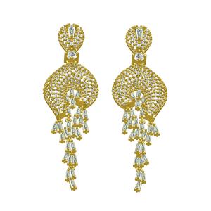 Unique Round diamond Long Drop Earring