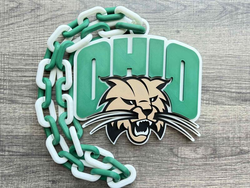Ohio Bobcats Logo Oversized Necklace, Pendant Chain