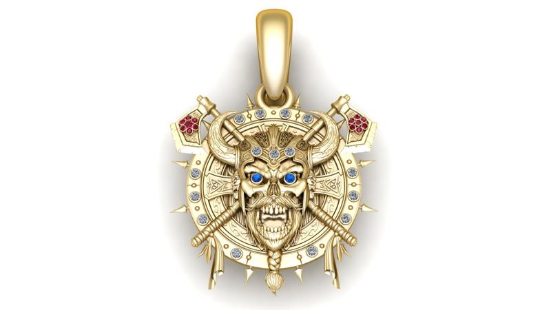 DANASURE SKULL FACES GOLD PENDANT 3d printable model