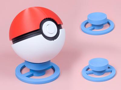Pokeball Stand - Flat Pokeball Shaped