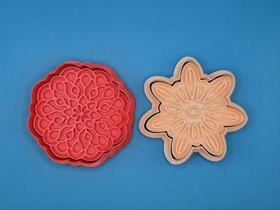 Flower Cookie Cutter Playdoh Stamp Set 5 Mandala