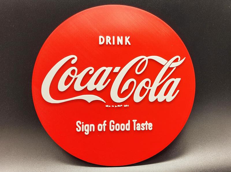 Vintage Coca-Cola Button Sign 2 Color