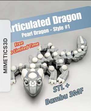 Articulated Dragon - Pearl Dragon, Style #1 - Snap-Flex Fidget Toy by Mimetics3D