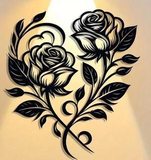 Elegant Love Heart & Rose Wall Art