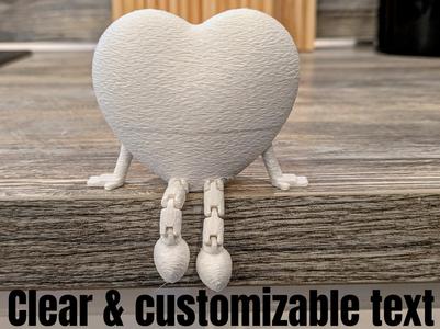 Heart articulated leg clear & customizable text