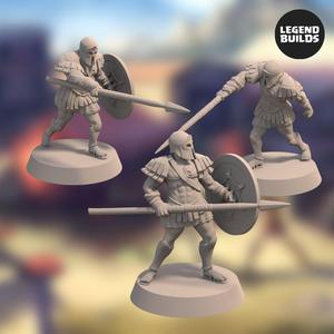 Realm of Eros Soldiers with Spears and Shields Bundle (3 unique miniatures) - 3D printable miniature - STL file