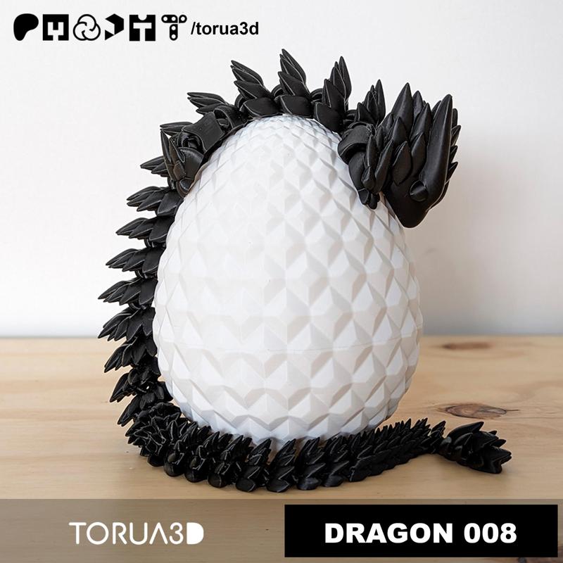 Articulated Dragon 008 And Dragon egg 009 - No supports - STL - Print in place