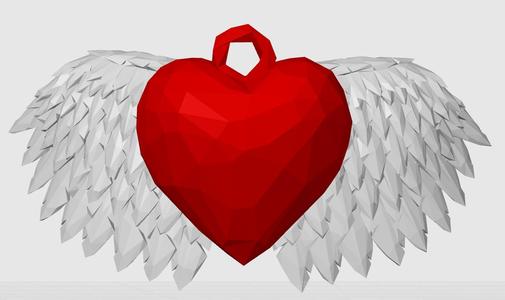 Low Poly Winged Heart Ornament