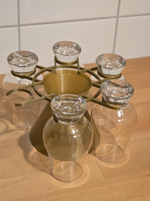 Quickprint™ Stylish Glencairn glass holder presenter for six whisky glasses (vase mode)