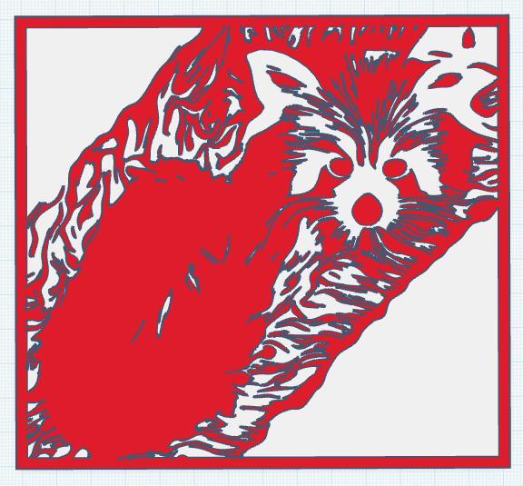 red panda woodcut-style print