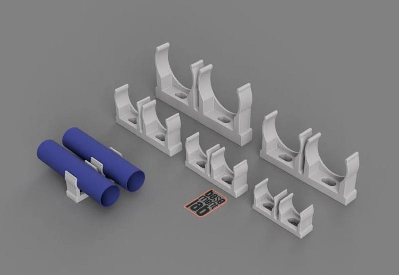 Double Pipe clip - Conduit Clips - Ø 16 / 20 / 25 / 32 / 40mm  - Clips Fissatubo Aperto Doppio   