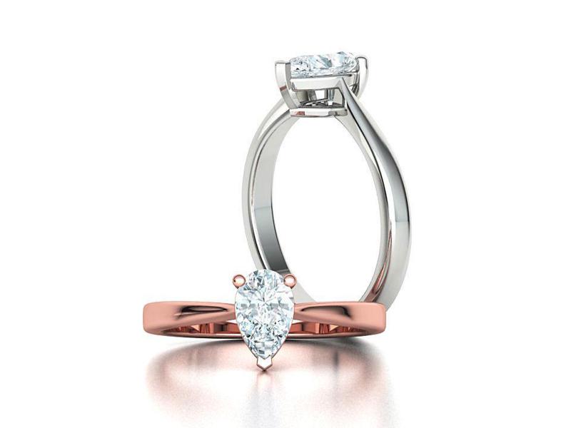 Solitaire Engagement Ring 8x5 Pear Stone 3dprint ring