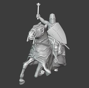 Mounted crusader charging- dynamic pose