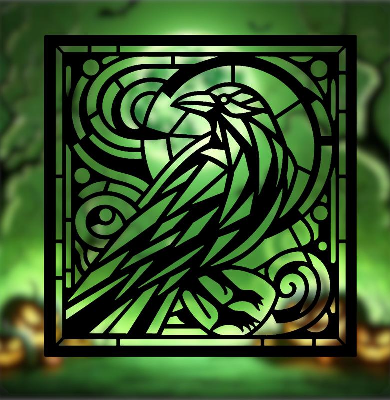 Spooky Halloween 2024 Series – Raven Stained Glass Style (2D Geometric Wall Art)