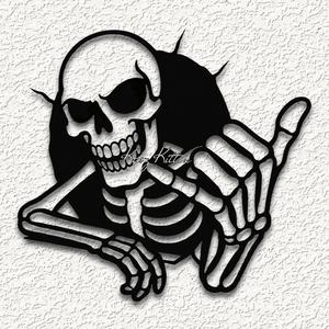 skeleton skull hang loose perspective illusion wall art home decor