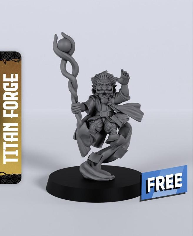 Gnome Male Wizard - With Free Dragon  - 5e DnD Inspired for RPG and Wargamers