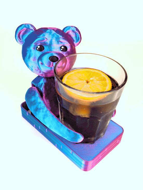 Hugging Teddy Bear: Self-Adjusting Coaster 